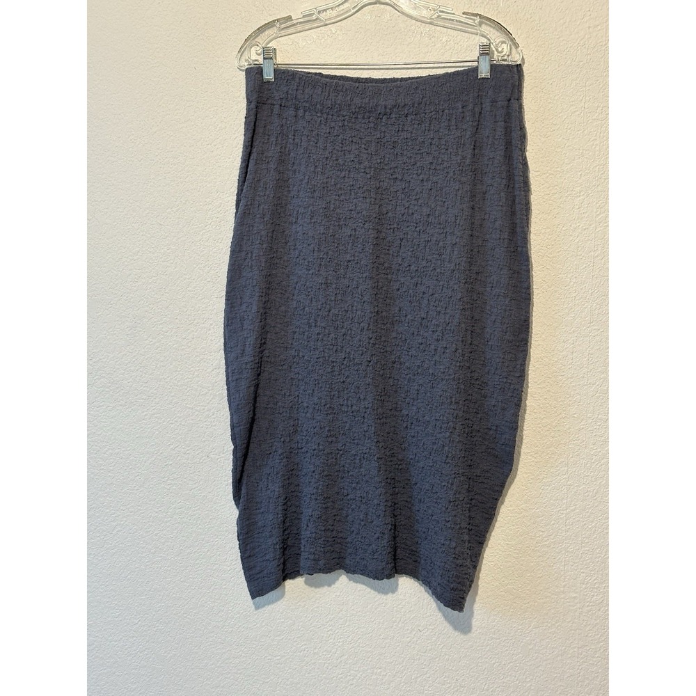 New Vince Jade Nubby Knit Midi Skirt Blue Straight Pull On 32 X31